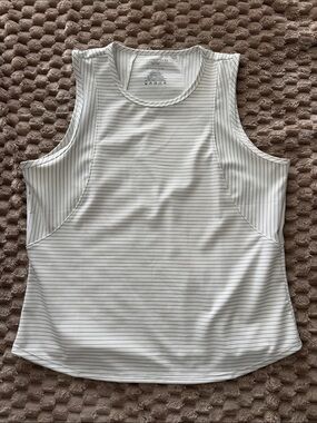 Striped White Performance Tank Top for Women